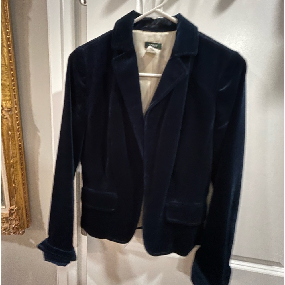 J Crew Blue Velvet Blazer - S